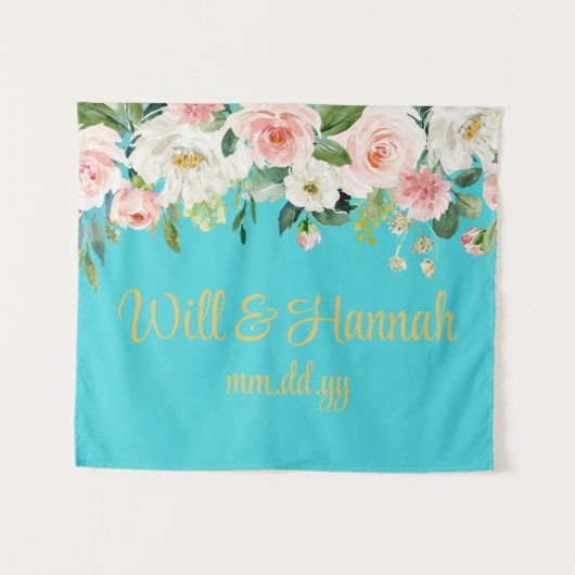 Personalisiert Greenery Wedding Reception Fotoshop Wandteppich (Vorderseite (Horizontal))