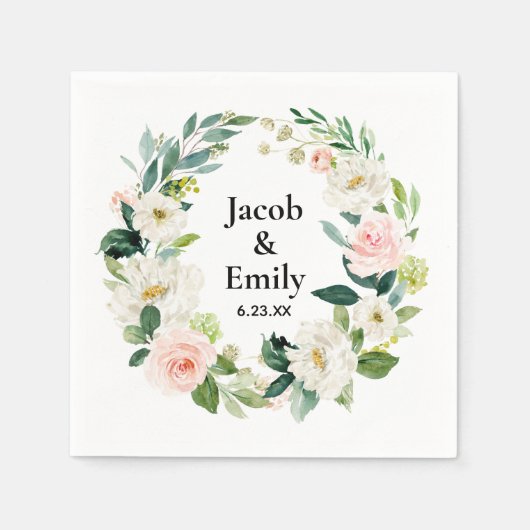 Personalisiert Greenery Wedding Reception Serviett Serviette (Vorderseite)