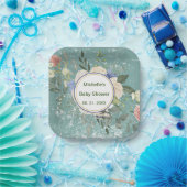 Personalisiert Grey White Florals Square Pappteller (Party)