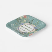 Personalisiert Grey White Florals Square Pappteller (Gewinkelt)