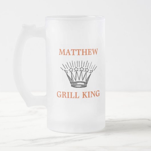 Personalisiert Grill King Funny Mattglas Bierglas (Links)