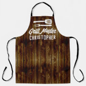Personalisiert Grill Master GRILLEN Rustic Wood Ko Schürze (Vorderseite)