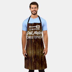 Personalisiert Grill Master GRILLEN Rustic Wood Ko Schürze