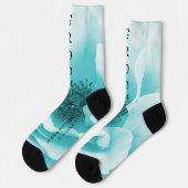 Personalisiert GROOM Abstrakt Blue & White Florals Socken (Linkes Detail)