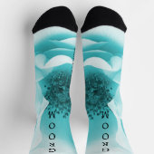 Personalisiert GROOM Abstrakt Blue & White Florals Socken (Oben)