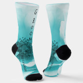 Personalisiert GROOM Abstrakt Blue & White Florals Socken (Gewinkelt)