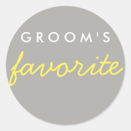 Personalisiert Groom's Lieblings-Gelb-Grau Runder Aufkleber