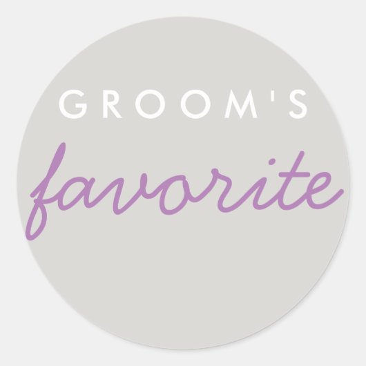 Personalisiert Groom's Lieblings-Lavendel Lila Gra Runder Aufkleber (Vorderseite)