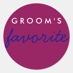 Personalisiert Groom's Lieblings Magenta Navy Blau Runder Aufkleber