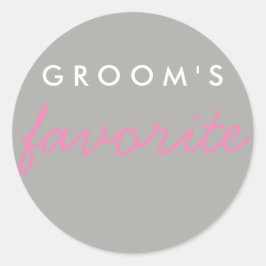 Personalisiert Groom's Lieblings-Rosa Grau Runder Aufkleber