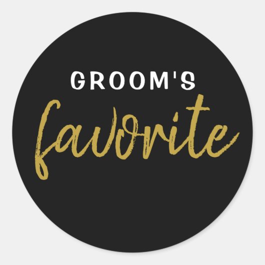Personalisiert Groom's Lieblingsticker Schwarz Runder Aufkleber (Vorderseite)