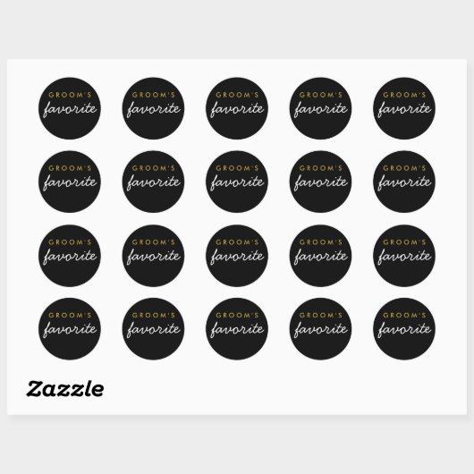 Personalisiert Groom's Lieblingsticker Schwarz Runder Aufkleber (Blatt)