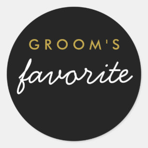 Personalisiert Groom's Lieblingsticker Schwarz Runder Aufkleber