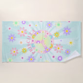 Personalisiert Groovy Retro Daisy Strandtuch (Vorderseite)