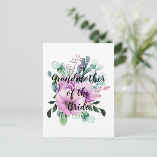 Personalisiert Großmutter des Bride BUDGET Postkarte (Stehend Vorderseite)
