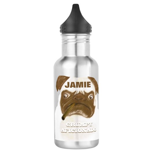 Personalisiert Grumpy AFICIONADO Puggy Cigar Edelstahlflasche (Links)
