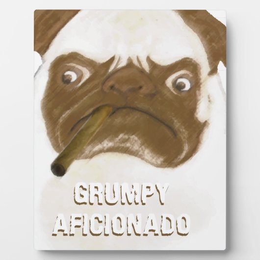 Personalisiert Grumpy AFICIONADO Puggy Cigar Fotoplatte (Vorderseite)