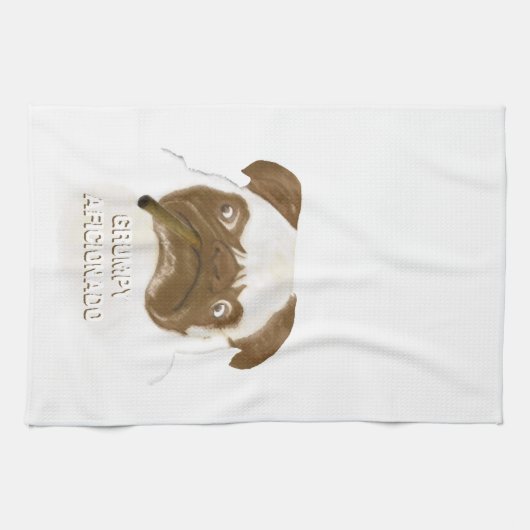 Personalisiert Grumpy AFICIONADO Puggy Cigar Geschirrtuch (Horizontal)