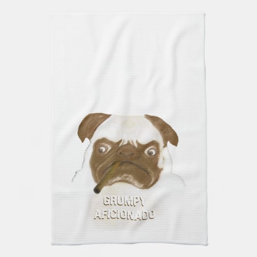 Personalisiert Grumpy AFICIONADO Puggy Cigar Geschirrtuch (Vertikal)