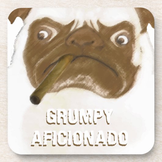 Personalisiert Grumpy AFICIONADO Puggy Cigar Getränkeuntersetzer (Vorderseite)