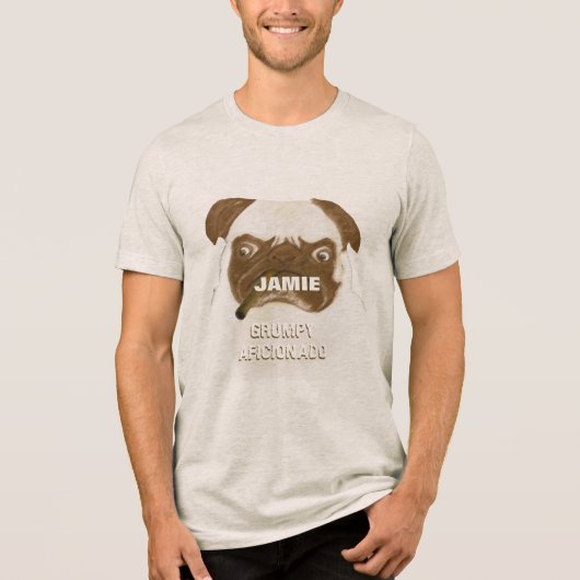 Personalisiert Grumpy AFICIONADO Puggy Cigar Tri-Blend Shirt (Vorderseite)