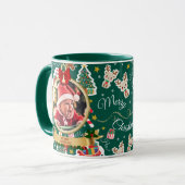 Personalisiert Grün frohe Weihnachten HO!HO!HO! Mu Tasse (Vorderseite Links)