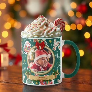 Personalisiert Grün frohe Weihnachten HO!HO!HO! Mu Tasse