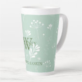 Personalisiert grün mit weißen Florals Milchtasse (Rechte Ecke)