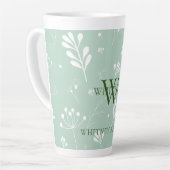 Personalisiert grün mit weißen Florals Milchtasse (Linke Ecke)