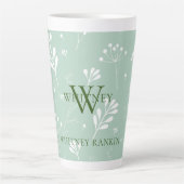 Personalisiert grün mit weißen Florals Milchtasse (Vorderseite)
