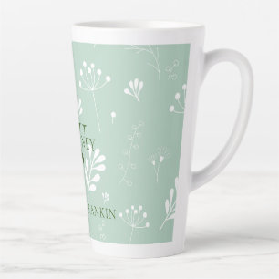 Personalisiert grün mit weißen Florals Milchtasse