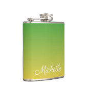 Personalisiert-grün und gelb-grün flachmann (Rechts)