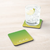 Personalisiert-grün und gelb-grün getränkeuntersetzer (Rechte Seite)