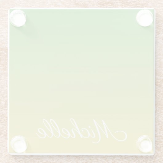 Personalisiert-grün und gelb-grün glasuntersetzer (Rückseite)