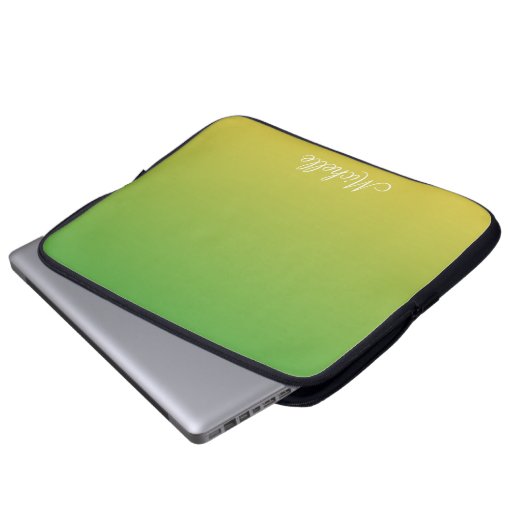 Personalisiert-grün und gelb-grün laptopschutzhülle (Vorne Knopf)