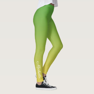 Personalisiert-grün und gelb-grün leggings