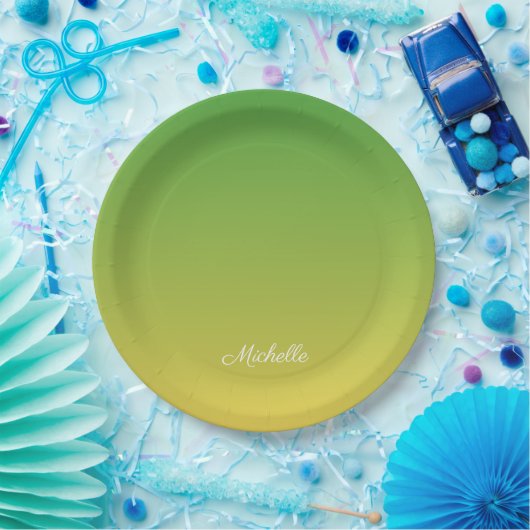 Personalisiert-grün und gelb-grün pappteller (Party)