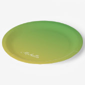 Personalisiert-grün und gelb-grün pappteller (Schrägansicht)