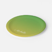 Personalisiert-grün und gelb-grün pappteller (Schrägansicht)