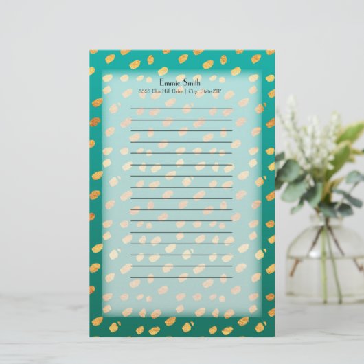 Personalisiert Grün und Gold mit lichtdurchlässige Briefpapier (Stehend Vorderseite)