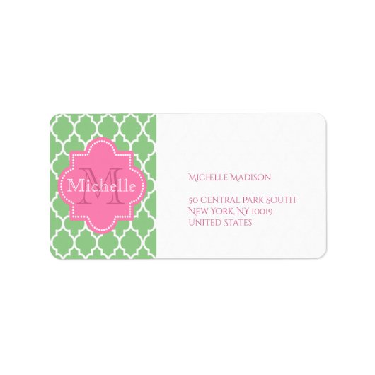 Personalisiert grün und rosa adressaufkleber (Vorne)