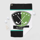 Personalisiert grün und schwarz golfhandtuch (Insitu)