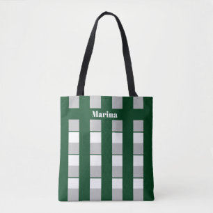 Personalisiert, grün, weiß und grau gestrichen tasche