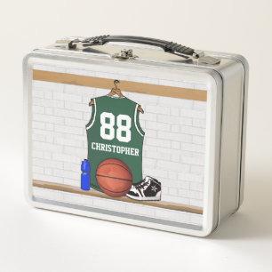 Personalisiert-grün-weiße Basketball-Trikots Metall Brotdose