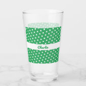 Personalisiert-grün-weißer Polka-Dot Gemustert Glas (Rückseite)