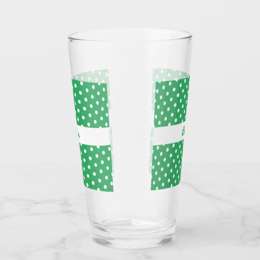 Personalisiert-grün-weißer Polka-Dot Gemustert Glas (Rechts)