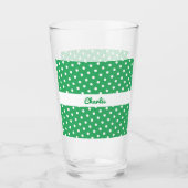 Personalisiert-grün-weißer Polka-Dot Gemustert Glas (Vorderseite)