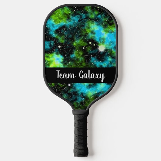 Personalisiert-grüne Blaugalaxie Kosmischer Raum Pickleball Schläger (Vorderseite)