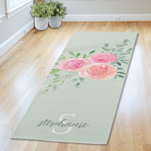 Personalisiert grüne Blume Yogamatte