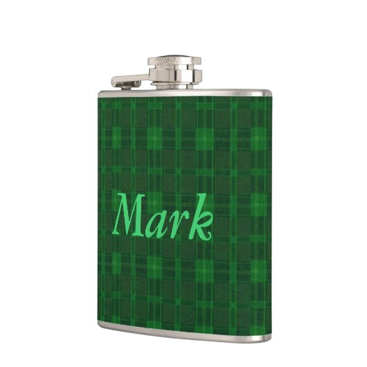 Personalisiert grüne Karierte Flasche Flachmann (Links)